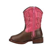 ROPER Toddler Girls Texsis Embroidery Square Toe Casual Boots Mid Calf - Brown, Pink
