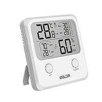 Digital Hygrometer Indoor Thermometer Large LCD Display Humidity Meter Room Thermometer Min Display for Office Home Instruction Manual Organizer