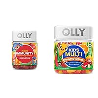 OLLY Kids Immunity Gummy, Immune Support, Wellmune, Elderberry, Vitamin C, Zinc & Kids Multivitamin Gummy Worms, Overall Health and Immune Support, Vitamins and Minerals A, C, D