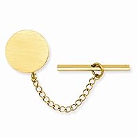 Gold Plated Solid Engravable (front only) Round Satin Tie Tack Measures 8x8mm Wide Jewelry Gifts for Men