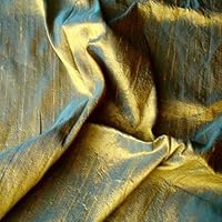 Turquoise, Gold Silk Dupioni Fabric by The Yard, 41 inches or 104 cm Width, 5 Continuous Yards Gold Silk Fabric, Slubbed Silk Dupioni, Bridal Dress Wholesale Silk Dupioni Fabric