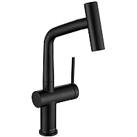 AS06MB Matte Black Bar Faucet or Prep Kitchen Sink Faucet with Pull Down Sprayer and Single Handle
