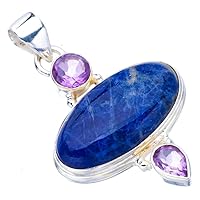 StarGems® Natural Sodalite Amethyst Handmade 925 Sterling Silver Pendant 1.75