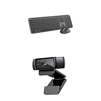 Logitech MK955 Signature Slim Wireless Keyboard and Mouse Combo, Bluetooth, Windows and Mac - Graphite + C920x HD Pro Webcam, Full HD 1080p, Works with Skype, Zoom, FaceTime, Hangouts, PC/Mac - Black