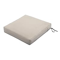 Classic Accessories Ravenna Water-Resistant 25 x 25 x 5 Inch Outdoor Chair Cushion, Mushroom, Outdoor Chair Cushions, Patio Chair Cushions, Patio Cushions
