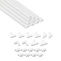 D-Line Half Round Cord Hider, Patented Cable Cover, Hide TV Wall Mount Wires, Raceway for Cords, Decorative Wire Covers, Paintable, Adhesive Cable Concealer, 10x 0.78in W x 0.39in H x 15.7in L, White