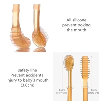 213 Nouri Liquid Silicone Baby Milk Toothbrush Tongue Brush, Oral Care Suitable for Infants, Soft Food Grade Silicone, with Dust Cover, BPA Free