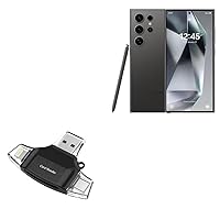 BoxWave Smart Gadget Compatible with Samsung Galaxy S24 Ultra - AllReader SD Card Reader, microSD Card Reader SD Compact USB - Jet Black