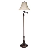 BO-581SWFL Floor Lamp with Tan Fabric Shades, Antique Rust Finish , Brown