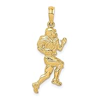 10 kt Yellow Gold Polished Running Football Player Charm 25 x 11 mm