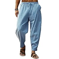 Men' Pants and Male Summer Solid Loose Fitness Plus