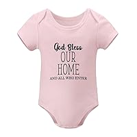 Take Home Outfit God Bless Our Home and All Who Enter Baby Romper Life Quotes Neutral Baby Baby Top Clothing Pink, 3months