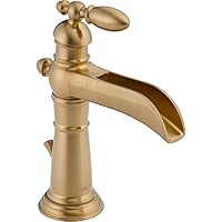 Delta Faucet Victorian Single Hole Bathroom Faucet, Gold Bathroom Faucet, Waterfall Faucet, Single Handle, Metal Drain Assembly, Champagne Bronze 554LF-CZ