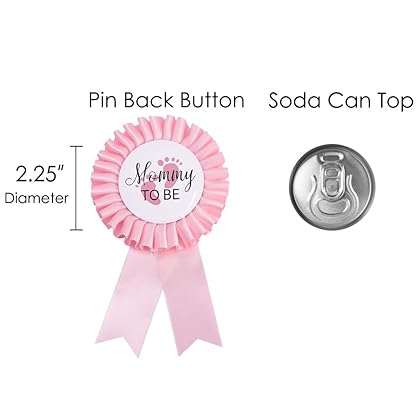 Baby Shower Mom Tinplate Badge Pin - Baby Shower Party Buttons New Mom Gifts Gender Reveals Party Favors Baby Girl Pink Rosette Button Baby Celebration (Light Pink)