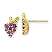 8.7mm 14k Gold Amethyst and Peridot Grapes Post Earrings Measures 11.22x8.7mm Wide Jewelry for Women