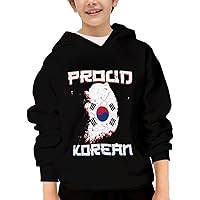 Korean Flag Map Unisex Youth Hooded Sweatshirt Cute Kids Hoodies Pullover for Teens