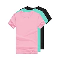 Pack of Women Workout Short Sleeve T-Shirts, Round Crew Neck Quick Dry, Athletic Exercise Clothes, Running Gym Dance Tops