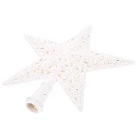 Christmas Star Tree Topper 20cm Hollow Out Star Xmas Tree Topper White Plastic Five-Pointed Star Santa Tree Top for New Year Winter Holiday Decorations