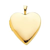 14K Yellow Gold Heart Locket Pendant Height 20 MM x Width 19 MM