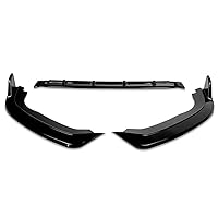 DNA MOTORING 2-PU-685-PBK Gloss Black Finish 3Pc with Vertical Stabilizers Front Bumper Lip Compatible with 18-20 Honda Fit