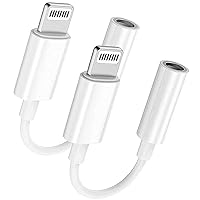 Lightning to 3.5 mm Headphone Jack Adapter, 2 Pack [Apple MFi Certified] for iPhone 3.5mm Headphones/Earphones Aux Audio Adapter Dongle for iPhone 14 13 12 11 XS XR X 8 7 iPad, Support Music + Calling