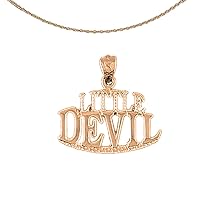 Saying Necklace | 14K Rose Gold Little Devil Saying Pendant with 18