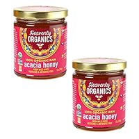 100% Organic Raw Acacia Honey 2 Pack - Size 12Oz/jar Lightly Filtered to Preserve Vitamins, Minerals and Enzymes; Made from Wild Beehives & Free Range Bees; Dairy, Nut, Gluten Free, Kosher, Chemical , Antibiotic and Glyphosate free
