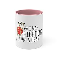 11oz Accent Coffee Mug Colors Hilarious Joint Legs Surgical Recuperation Healing Injury Humorous Knee Operation Recouping Injured Pun 11oz / Pink