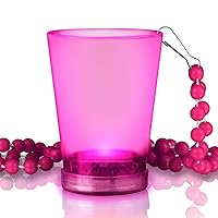 Light Up Pink Shot Glass on Pink Beaded Necklaces