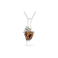 0.02 Cts Diamond & 0.67 Cts Citrine Pendant in 14K White Gold.