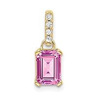 5.5mm 14k Gold Created Pink Sapphire and Diamond Pendant Necklace Jewelry Gifts for Women