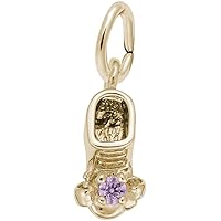 Babyshoe w/Pink Synthetic Crystal Charm (Choose Metal) by Rembrandt