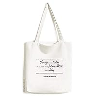 Change Your Life Today Quote Tote Canvas Bag Shopping Satchel Casual Handbag