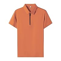 Men's Casual Button-Down Shirts Quarter Zip Tee Shirt Tops Vintage Short Sleeve Collared T-Shirt