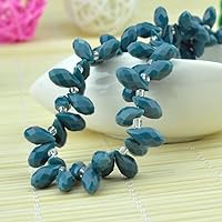 Vuslo 100pcs 6x12mm Crystal Bead Ink Blue Porcelain Tear Drop Spacer Loose Beads DIY Jewelry Making
