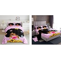 Erosebridal Black Girls Comforter Set Twin + Queen Crown Sheet Set Twin (5pcs)