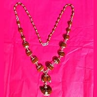 Siddha (Rudraksha) Mala in Silver - 1,2,3,4,5,6,7,8,9,10,11,12,13,14 Face (Mukhi) Rudraksha Includes Gauri-Shankar and Ganesh Rudraksha (Origin: Java, Small Beads)