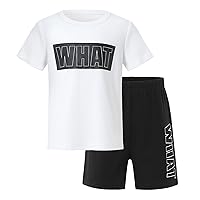 Toddler Boys' Clothing Sets Crew Neck Summer Athletic Print Short Sleeve Tee Shirt Top and Shorts Outfits