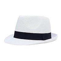 Kids Boys Girls Summer Panama Straw Fedora Hat Short Brim Beach Sun Cap