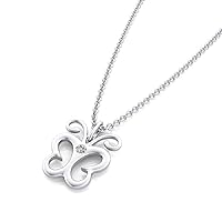 0.01Ct Beautiful Butterfly Pendant Necklace D/VVS1 Diamond Round Cut 925 Sterling Sliver Fashion Gift for Women Girls