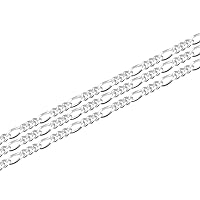 Adabele 5 Feet (60 Inch) Authentic 925 Sterling Silver Unfinished 1.3mm (0.05 Inch) Thin Light Weight Figaro Chain Bulk for Jewelry Making Nickel Free Hypoallergenic SSK-B1