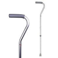 Carex Offset Walking Cane with Balance – Premium Lightweight Aluminum Cane with Cane Handle and Adjustable Height – Supports up to 250 lb, for Women and Men, Silver, 0.8 Pounds