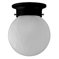 Design House 588483 Traditional 1 Indoor Ceiling Mount Globe Light Dimmable for Bedroom Dining Room Kitchen, No Pull Chain, Matte Black