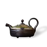 Handmade Green Teapot - Unique Wheel Thrown Pottery Tea Pot with Glossy and Matte Finish - Danko Pottery - Home & Kitchen Decor (Capacity: 1400ml/47 oz.)