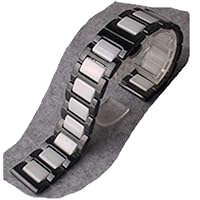 20mm 22mm Watchbands Black and White Pearl Ceramic Polished Straps Quick Release Bracelets Butterfly Buckle Bands Wrist Bracelet (20mm)