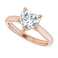 925 Silver, 10K/14K/18K Solid Gold Moissanite Engagement Ring,1.0 CT Heart Cut Handmade Solitaire Ring, Diamond Wedding Ring for Women/Her Anniversary Ring, Birthday Gifts,VVS1 Colorless Rings