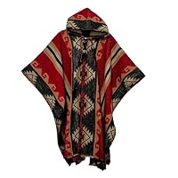 Authentic 100% Wool Poncho Style Mapuche made in Ecuador by Milmarte - Colorful, Warm, Hooded