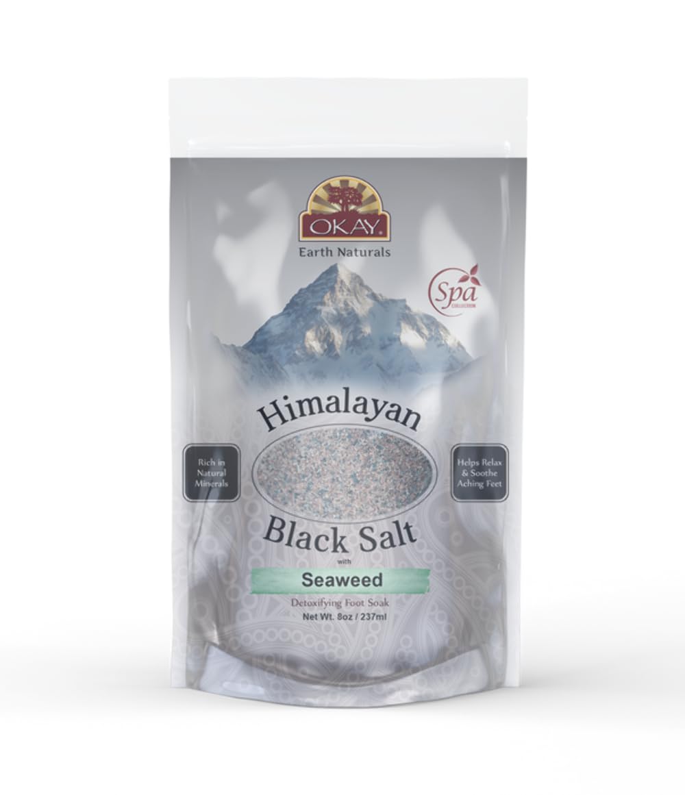 Himalayan Black Salt with Seaweed Soothing Mineral Soak Leaves Feet Feeling Cleansed,Refreshed and Relaxed No Parabens,No Silicones,No Sulfates For All Skin Types Made In USA 8oz
