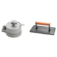 Cuisinart CABP-300 Adjustable Burger Press, Makes 1/4lb to 3/4lb Patties & CGPR-221 Cast Iron Grill Press (Wood Handle), Weighs 2.1-pounds
