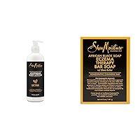 SheaMoisture African Black Soap Soothing Body Lotion 16oz & Bar Soap for Eczema 5oz Bundle